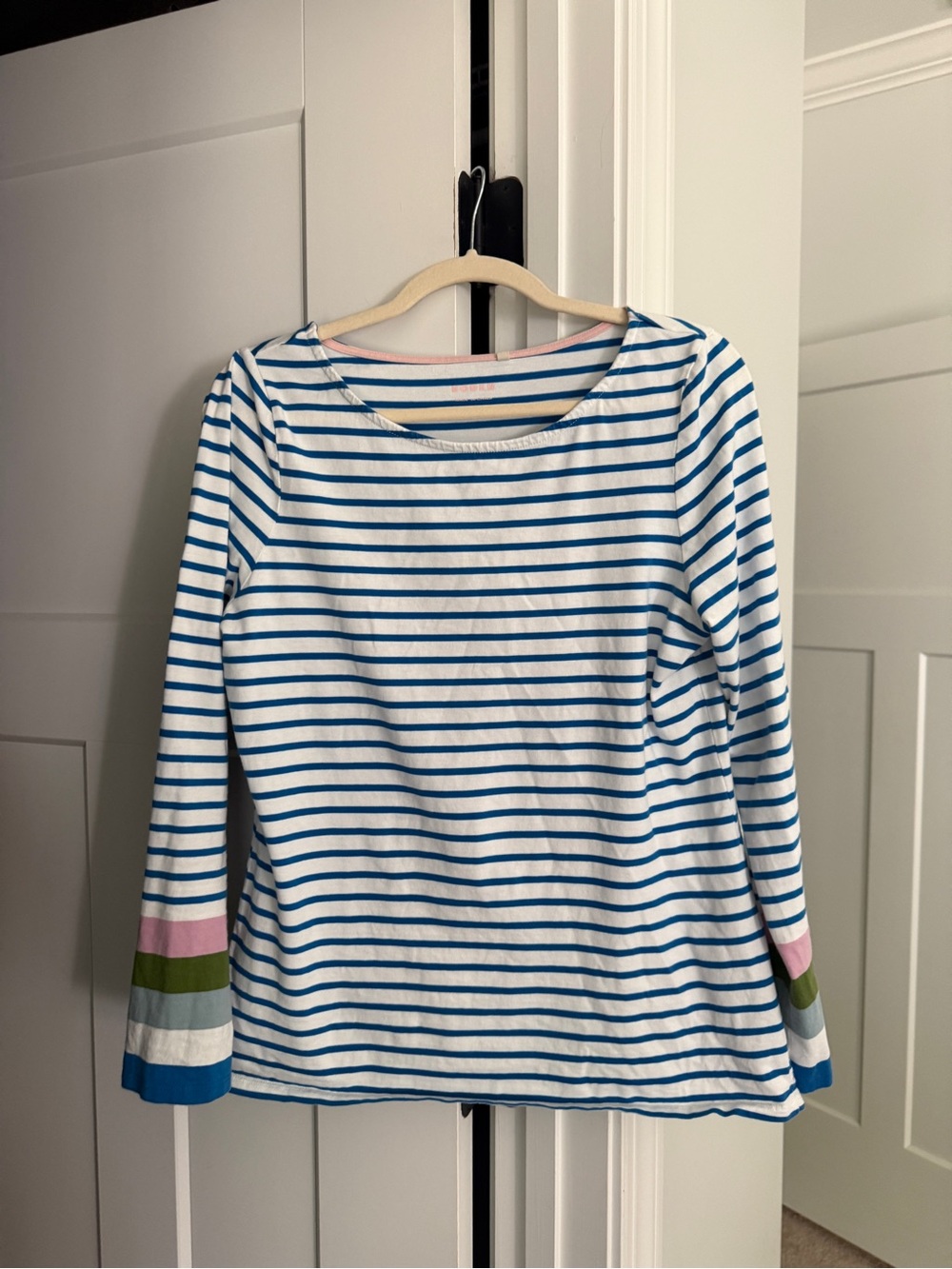 Boden Ella Long Sleeve Breton-Navy striped top - Picture 2 of 5